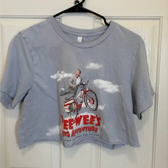 Pee weed big adventure tour Tee 2020 crop top- Light Blue - Picture 1 of 5